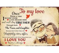 Targa decorativa da parete con scritta "Once Upon A Time", in metallo, con scritta in lingua inglese "To My Love", per San Valentino, con scritta "I Love You", regalo per lei e moglie dal marito, 20 x
