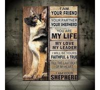 Targa decorativa da parete in alluminio, stile vintage, con disegno di un cane pastore tedesco, con scritta in lingua inglese "A Dog Loves You More Than He Loves Himself", in alluminio, per cucina,