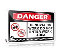 Targa decorativa da parete in latta con scritta "Danger Renovation Work Do Not Enter Work Do Not Enter Work Open & Cute Vintage Decor for Inside RV