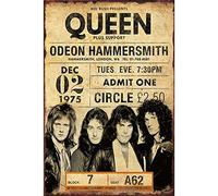 Targa decorativa da parete in metallo con scritta "Queen Band", per ufficio, bar, club