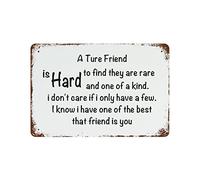 Targa decorativa da parete in metallo, stile retrò, con scritta in lingua inglese "A Ture Friend Is Hard to Find They Are Rare And One of A Kind.i Don't Care If I Only Have A Few", 20 x 30 cm