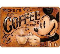 Targa decorativa da parete in metallo vintage con motivo Topolino e caffè, 30,5 x 20,3 cm, per bar, ristoranti, pub, grotte degli uomini