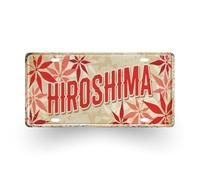 Targa Decorativa Giapponese in Metallo - Design Vintage con Prefetture del Giappone - Insegna da Parete retrò per Casa, Viaggiatori e Appassionati del Giappone - 30x15 cm (25 Hiroshima)