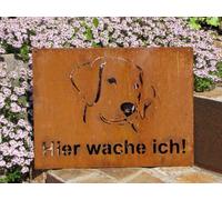 Targa decorativa in acciaio inox cane Qui veglio cane figure da giardino figu...