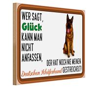 Targa decorativa in legno con cane da pastore tedesco | scritta "Glück kann man anfassen", ideale per gli amanti degli animali | 40 cm x 30 cm