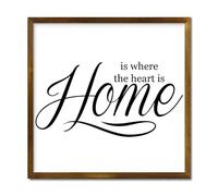 Targa decorativa in legno con cornice e scritta "Home is where the heart is", decorazione per la casa, cucina, sala da pranzo, caffè, club, rustico, con cornice in legno, cartello di benvenuto, 30,5 x