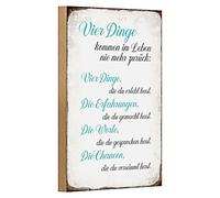 Targa decorativa in legno con saggezza di vita, citazioni ispiratrici per casa e ufficio, stile vintage, 12 cm x 18 cm