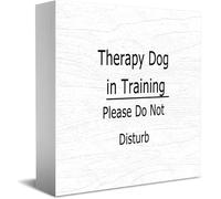 Targa decorativa in legno con scritta "Therapy Dog In Training Please Do Not Disturb", decorazione per ufficio e casa, rustica, quadrata, per mensola, 12,7 x 12,7 cm