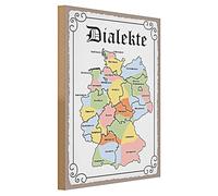 Targa decorativa in legno "Dialetti della Germania", biglietto colorato con dialetti regionali, ideale per l'educazione e la decorazione, 30 cm x 40 cm