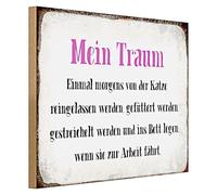 Targa decorativa in legno "Il mio sogno", frasi divertenti per gli amanti dei gatti, ideale per la casa e l'ufficio, 40 cm x 30 cm