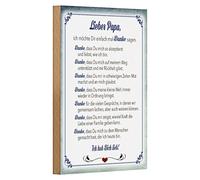 Targa decorativa in legno 'Lieber Papa' | regalo per la festa del papà o il compleanno | saluto emotivo in blu | 12 cm x 18 cm