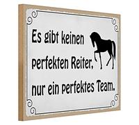 Targa decorativa in legno per gli amanti dei cavalli | "Non c'è un cavaliere perfetto, solo una squadra perfetta", ideale per stalla e casa, 40 cm x 30 cm
