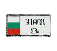 Targa decorativa in metallo con bandiera della Bulgaria, decorazione per camera da uomo, in alluminio, per portico, recinzione, cabina, paese nazionale, souvenir, poster artistico per giardino, 15 x