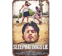 Targa decorativa in metallo con scritta "Sleeping Dogs Lie movies", per soggiorno, bar, 30,5 x 20,3 cm