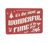 Targa decorativa natalizia in latta con scritta "It's the most wonderful time of the year", 20,3 x 30,5 cm, decorazione natalizia per casa, cucina, fattoria, giardino, negozio, caffetteria, bar, pub