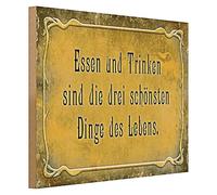 Targa decorativa vintage in legno | 'Cibo e bevande sono le tre cose più belle della vita' | Ideale per cucina e sala da pranzo | 40 cm x 30 cm