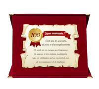 Targa di auguri celebrativa per 100° compleanno | Regalo speciale per cento anni | Pergamena in metallo dorato con dedica (rosso, 100 anni)