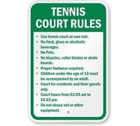 Targa di avvertimento da parete con regole del campo da tennis, grado di diamante, cartello in metallo con targa per ufficio, cartello di sicurezza per esterni e interni, 20 x 30 cm