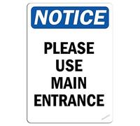 Targa di avvertimento decorativa da parete con scritta "Please Main Entrance", in metallo, in latta, cartello da cortile, cartello di sicurezza per interni ed esterni, 20,3 x 30,5 cm