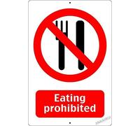 Targa di avvertimento decorativa da parete, stile vintage, con scritta in lingua inglese "Eating Prohibited", per camera da letto, cucina, sala da pranzo, in metallo, per cortile, ufficio, per interni