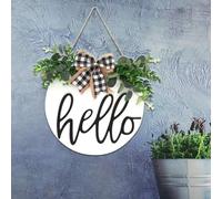 Targa Di Benvenuto Con Campanello Decorativo In Legno Rotondo Fai Da Te, Cartello Appeso, Logo Hello, Ciondolo