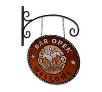 Targa di Latta " BAR Aperto " Entrambi Diner Pub Supporto da Parete 48x44cm