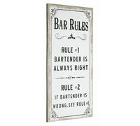 Targa di Latta " BAR Rules " Barkeeper Regeln Cocktail Birra Vino Whisky 60x30cm