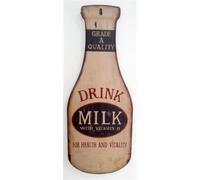 Targa di Latta " Bevanda Milk " Mucca Fattoria Cafè BAR Diner Pub 60x24cm Nuovo