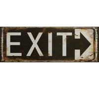 Targa di Latta " Exit " Auto Officina Garage Diner Pub Uscita 13x36cm Nuovo