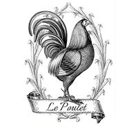 Targa di latta Le Poulet Francese Gallo Pollo Decor Farm Barn Coop Poster Targa in Metallo 20,3 x 30,5 cm