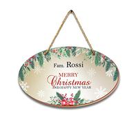 Targa di Natale decorativa in legno "Christmas" Fuoriporta Natalizio personalizzato