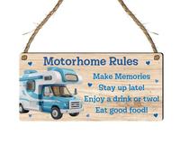 Targa divertente e giocosa con scritta "Motorhome Rules", per appassionati di camper e camper, con spago rustico per una facile visualizzazione, perfetta decorazione per camper