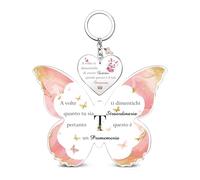 Targa e Cartelli Acrilica Portachiavi 2 Pezzi Set A alla Z Lettera Iniziale 26 Alfabeti Compleanno Regali Natale Amica Figlia Farfalla Ricordo Laurea Positivi Donne Personalizzate San Valentino (T)