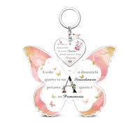 Targa e Cartelli Acrilica Portachiavi 2 Pezzi Set A alla Z Lettera Iniziale 26 Alfabeti Compleanno Regali Natale Amica Figlia Farfalla Ricordo Laurea Positivi Donne Personalizzate San Valentino (A)