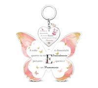Targa e Cartelli Acrilica Portachiavi 2 Pezzi Set A alla Z Lettera Iniziale 26 Alfabeti Compleanno Regali Natale Amica Figlia Farfalla Ricordo Laurea Positivi Donne Personalizzate San Valentino (E)