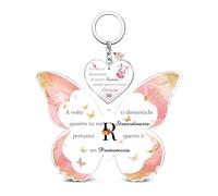 Targa e Cartelli Acrilica Portachiavi 2 Pezzi Set A alla Z Lettera Iniziale 26 Alfabeti Compleanno Regali Natale Amica Figlia Farfalla Ricordo Laurea Positivi Donne Personalizzate San Valentino (R)