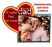 Targa festa del Papà personalizzata con cuore neon, personalizzata con foto, personalizzata con frase, idea regalo personalizzabile, da appoggio
