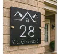 Targa For Indirizzo Esterno Vuota Moderna Personalizzata, Placca Da Parete Esterna Grande Con Taglio Acrilico 3D, La Nuova Casa Targa Impermeabile For Indirizzo(30cmx30cm)