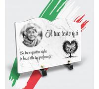 Targa Funeraria a Forma di Libro - Lapide Personalizzabile STAMPA HD su Acrilico trasparente - Albero della Vita con Cuoricini su Marmo Bianco - Ricordo Elegante e Duraturo - Diverse Misure
