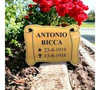 Targa Funeraria in Ottone Commemorativa per Lapidi Loculi e Cimiteri