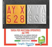 Targa Gialla Macchine Operatrici Replica | Caratteri Rossi stampati in Rilievo