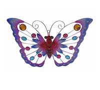 Targa Giardino Farfalla 43cm Arte Murale In Metallo Con Gemme