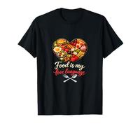 Targa Grafica a Forma di Cuore con Scritta Food Is My Maglietta