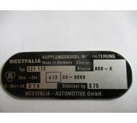 Targa Ì Gancio Traino Rimorchio Westfalia VW Golf 2 Giunto Sferico Scudo Bj