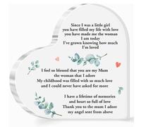 Targa in acrilico a forma di cuore con scritta in inglese "To My Mom Gift from Daughter Son", con scritta in lingua inglese "Since I Was a Little Girl You Have Filled My Life With Love" (lingua