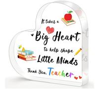 Targa in acrilico a forma di cuore per insegnanti, 10 × 10 × 1 cm