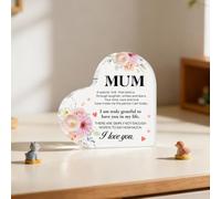 Targa in acrilico a forma di cuore per mamma, regalo per mamme, Natale, compleanno da figlio o figlia, 9,94 x 9,94 cm, decorazione artistica da parete per la casa, regalo di ringraziamento per la