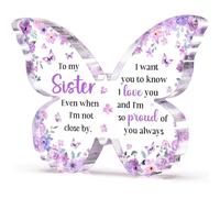 Targa in acrilico con farfalla viola, regalo per sorelle da sorelle, fratello, decorazione da scrivania, regalo per sorelle per donne per compleanno e Natale, 12,7 x 9,5 x 1 cm