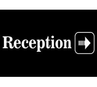 Targa in alluminio con freccia destra e scritta "Reception", 20,3 x 30,5 cm