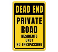 Targa in alluminio con scritta "Dead End Private Road No Trespassing Residents Only", 20,3 x 30,5 cm, decorazione da parete, per interni ed esterni